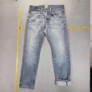 Edwin Jeans Mens 32x32 Blue Selvedge Whiskers Honeycomb Thrashed